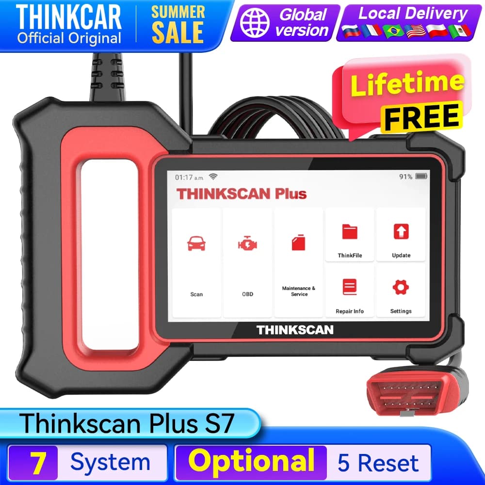 THINKCAR THINKSCAN PLUS S4 S7 OBD2 Scanner ECM ABS SRS TCM BCM System DIY Optional Reset Wifi Free Update Car Diagnostics Tools