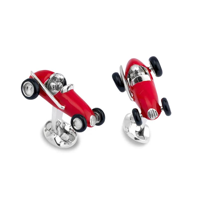 Men's Vintage Car Cuff Links Copper Material Red Color