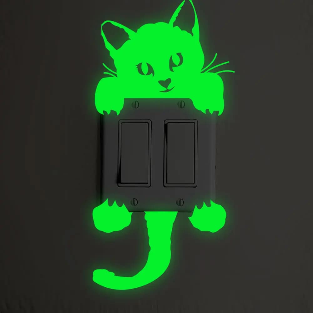 Luminous Stickers StickerBedroom Wall Decoration Switch Stickers Art Mural Cartoon Cat Decor