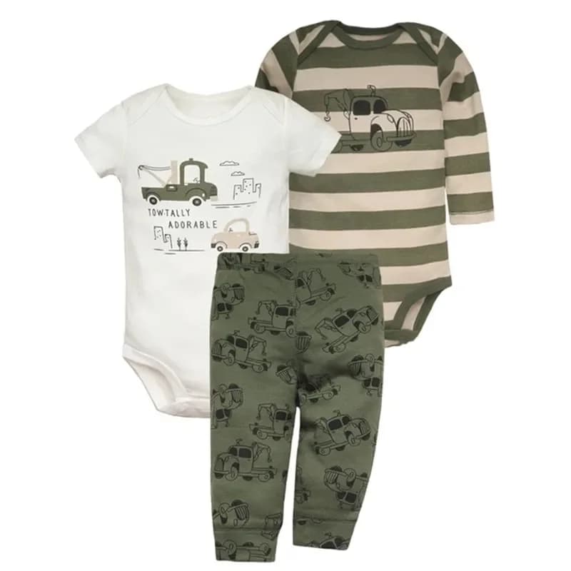 2026 Newborn Baby Clothes Set Soft Cotton Bodysuits+Pants 3Pcs/Lot Baby Boy Outfits InFant Cartoon Baby Clothing Set 6-24M