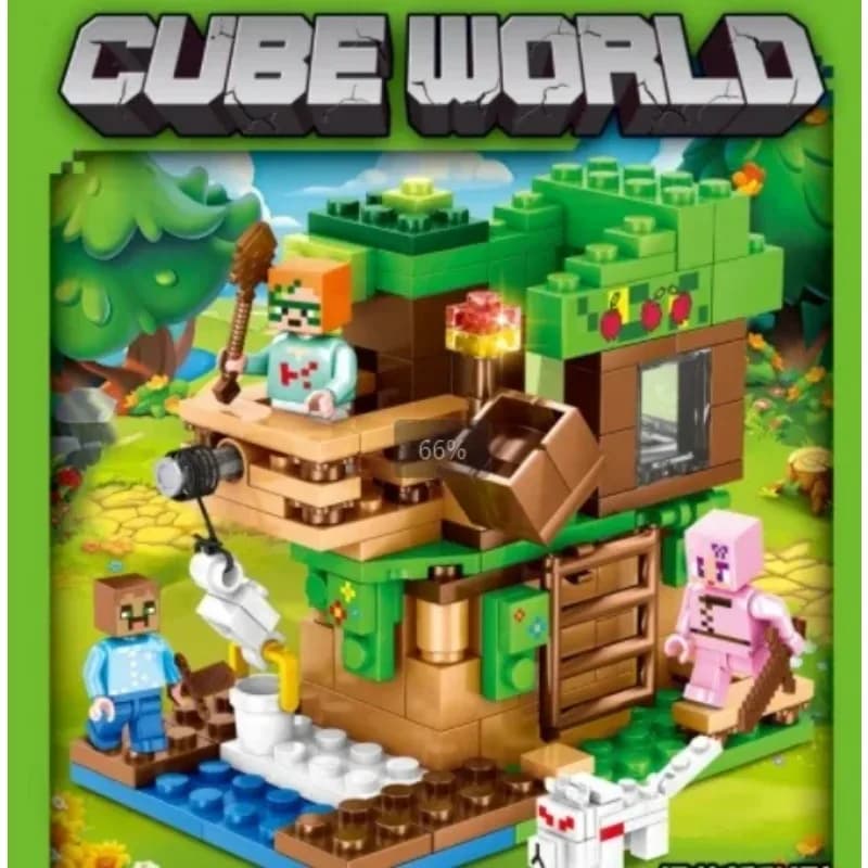 Children's Puzzle Building Block Toys, Village Slides, Caves, Mines, Horse Cities, Cats, Leopards, Jungles, Educational Toy For