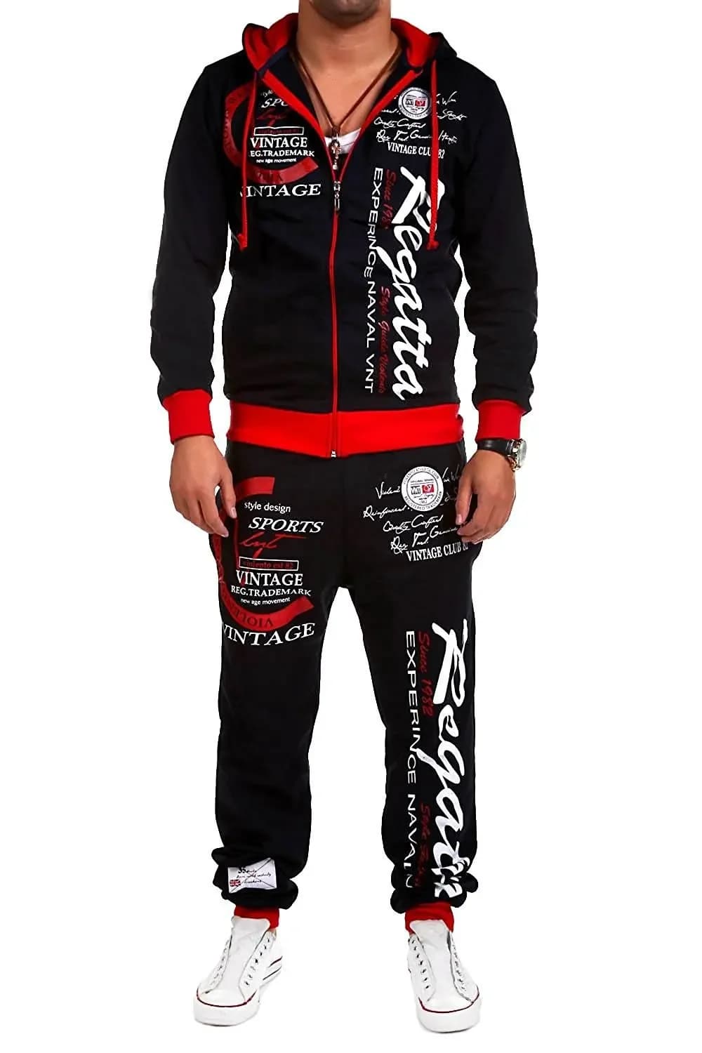 Men Casual Set, in European and American Fashionable Style, with Letter Printing, Loose - Fitting Long Sleeves and Long Trousers