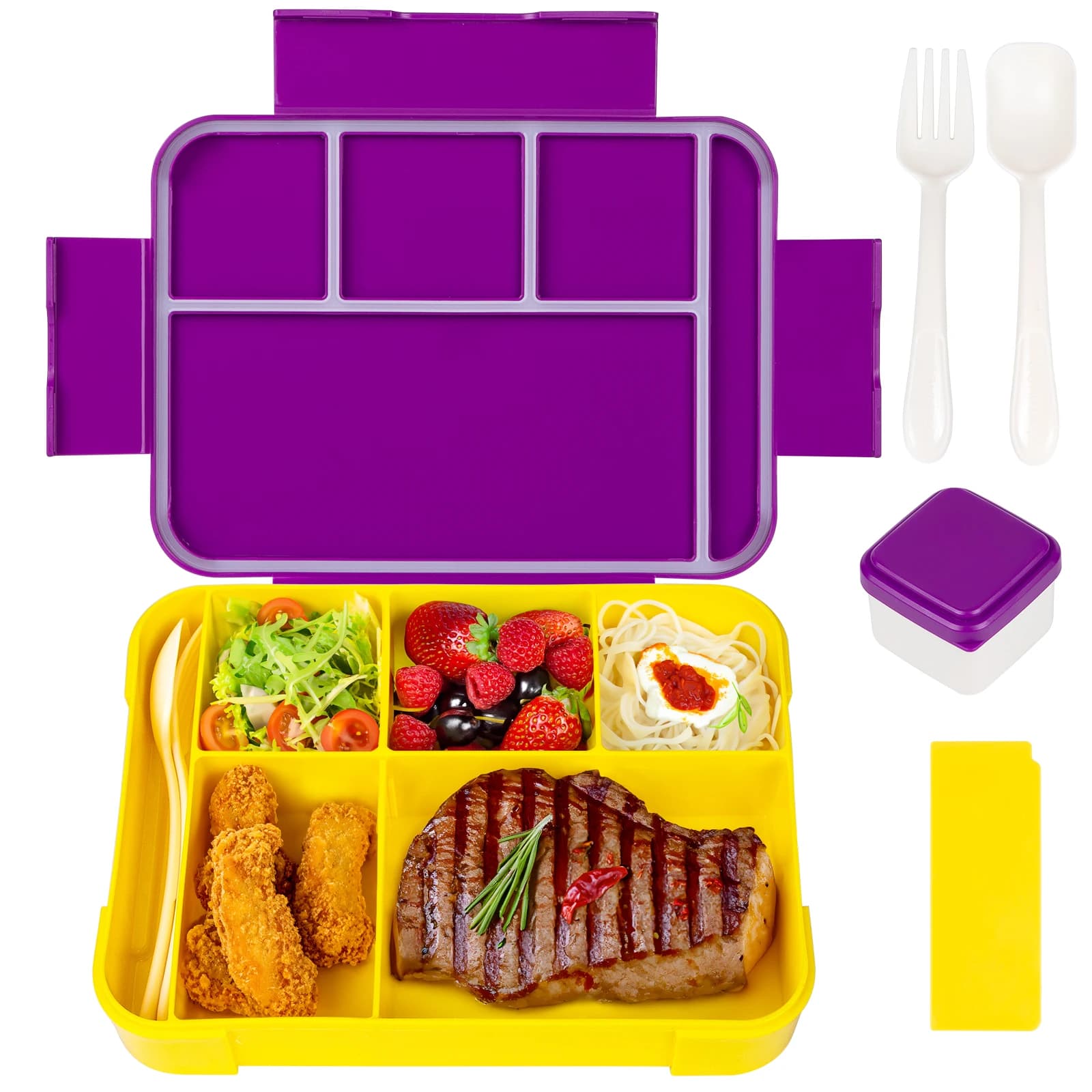 Bento Lunch Box for Kids Adult Student Bento Boxes Lunch Containers 4 Compartment Toddler Bento Containers for School or Daycare