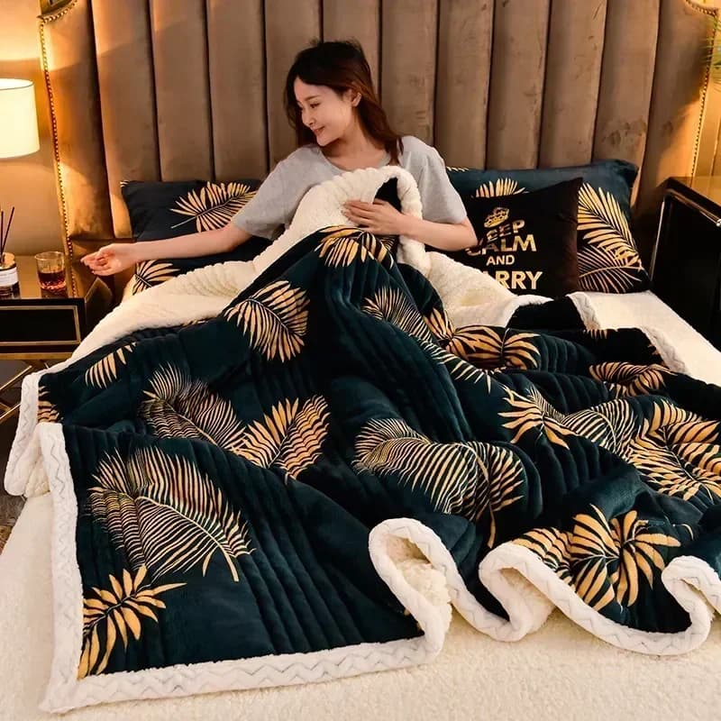 Soft Fluffy Warm Spring Blanket Thicken Lamb's Wool Autumn Warmth Blankets for Bed Milk Velvet Comfortable Sofa Blanket Throw