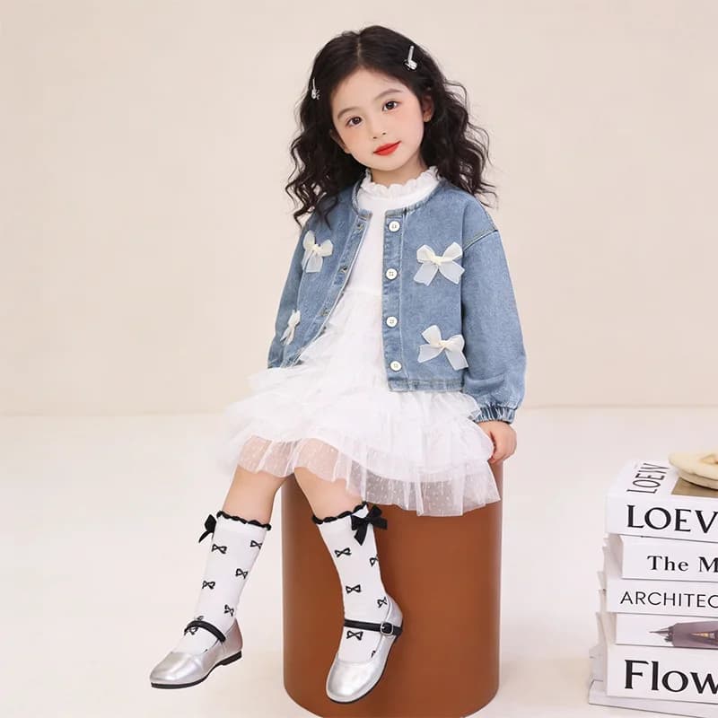Girls' Jean Jacket New Spring Clothes Spring and Autumn Children Children Little Girl Western Style Top