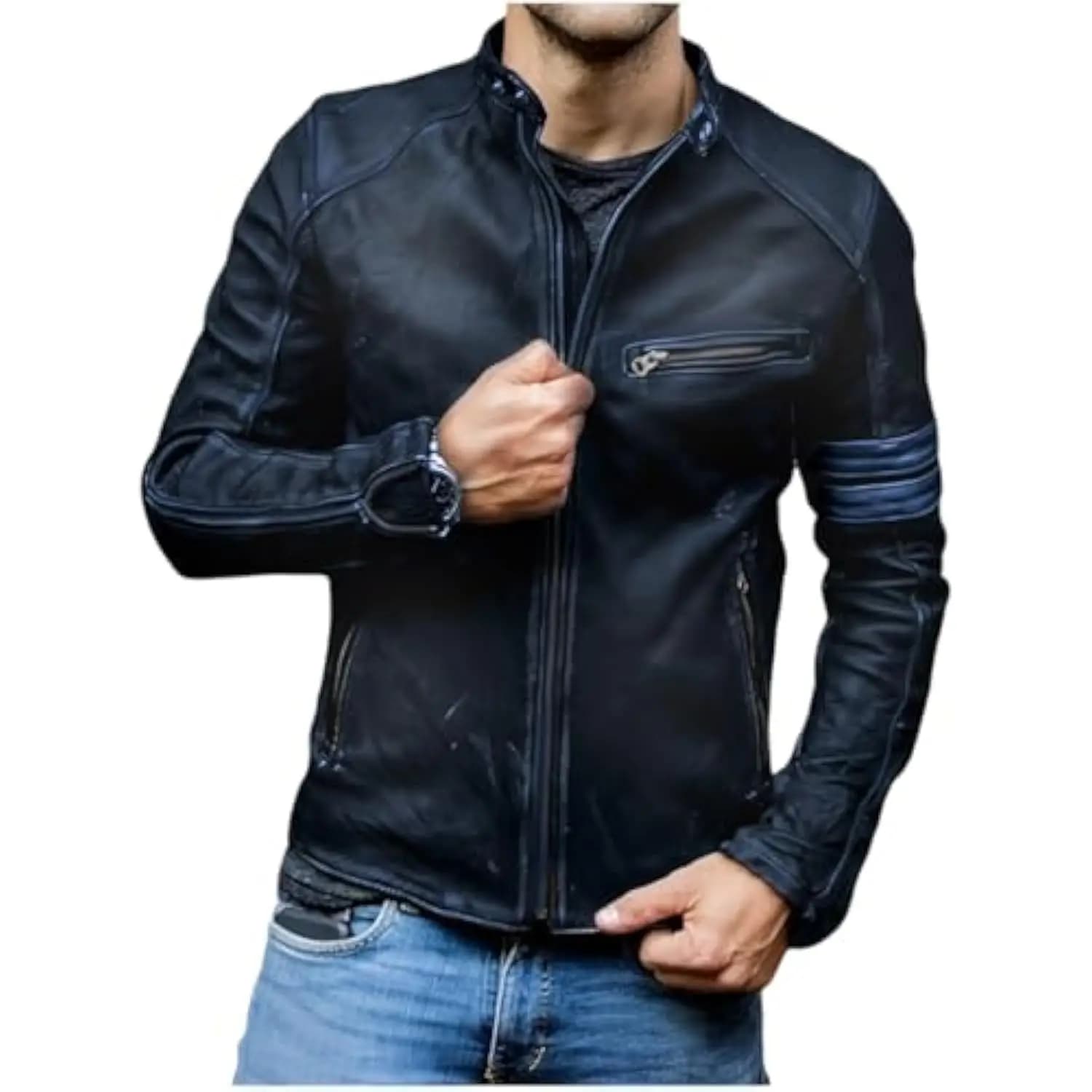 Men Brand Leather Retro Black Leather Jacket Mens Vintage Motorcycle Jacket Biker Style New Faux Leather Coat