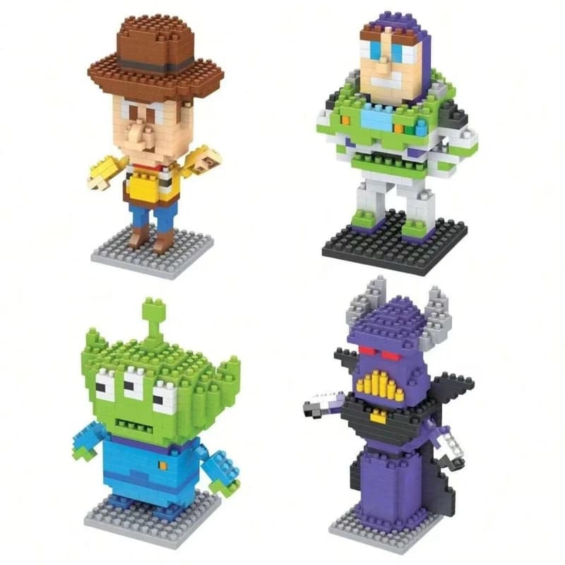 Mini Building Block Toys Cartoon Character Models Desktop Ornaments Children's Assembled Toys Holiday Gifts Birthday Gifts