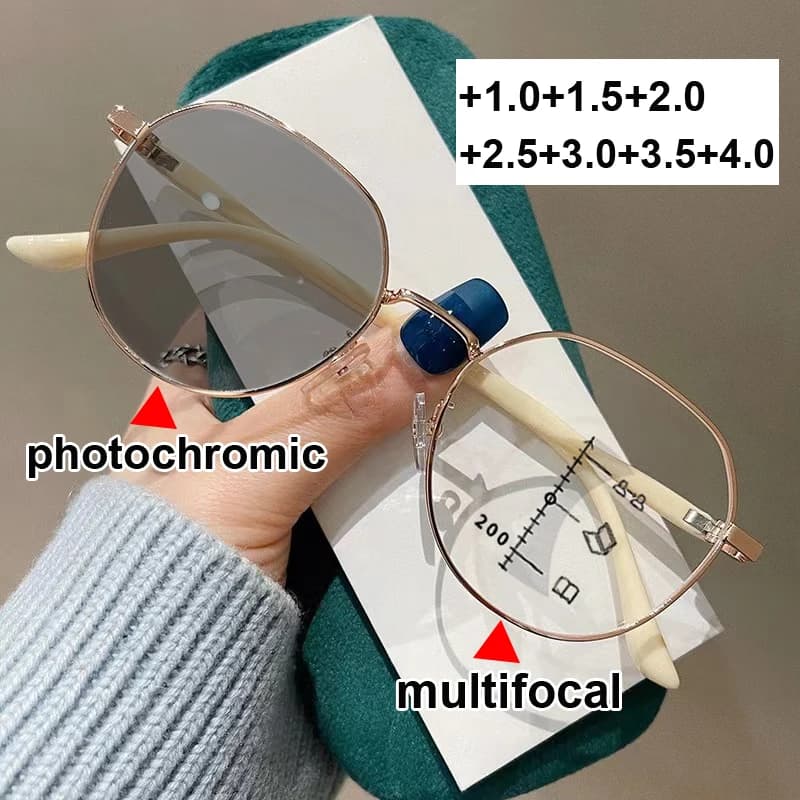 Women Men Ladies Progressive Multifocal Presbyopia Glasses for  Unisex Prescription Reading Eyewear Color Changing Sunglasses
