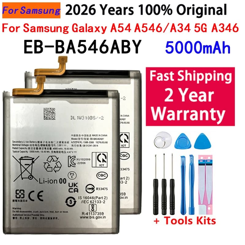 100% New High Quanlity Battery EB-BA546ABY For Samsung A54 5G/A34 5G/A546/ A25 5G/A35 5G Battery Batteries Bateria+Tools