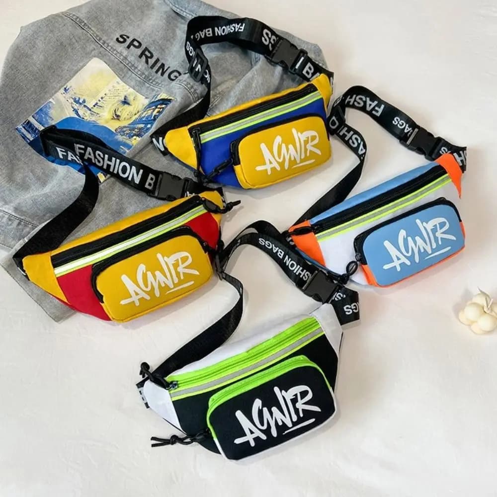 Durable Mini Waist Bags Oxford Cute Letter Girls Boys Banana Bag Fashion Fanny Pack Kids Shoulder Crossbody Chest Belt Bags