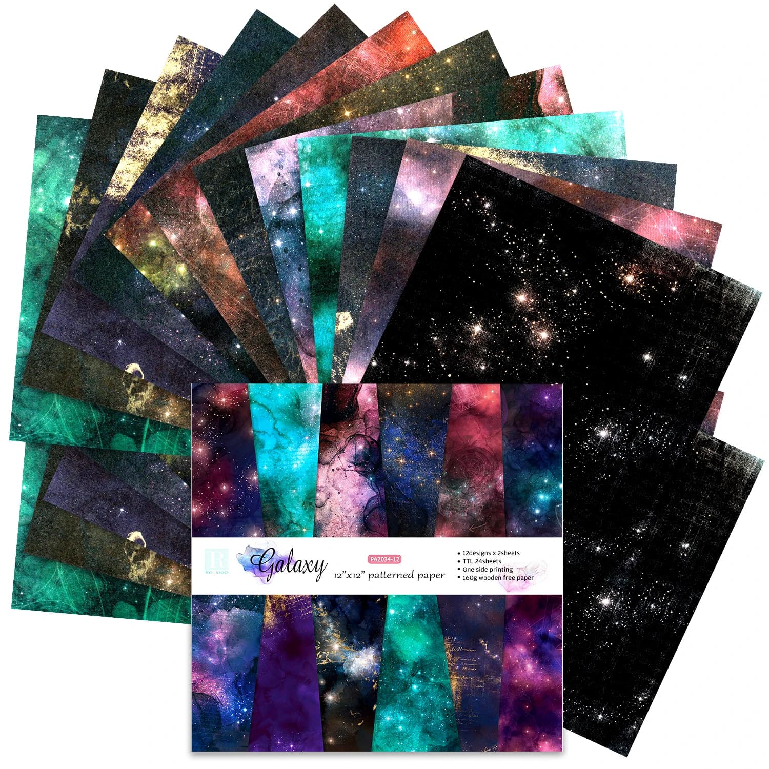 24 Sheets 30x30cm Craft Scrapbooking Paper Pad Watercolored Single-Side Printing Junk Journal Cardstock Supplies for Card