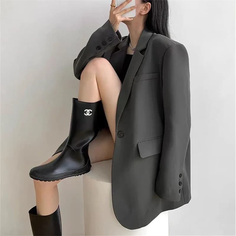Women's Casual Blazers Jackets Suits Coats Autumn 2024 Fashion Straight Cut Polyester Long Sleeve One Button Pure Color