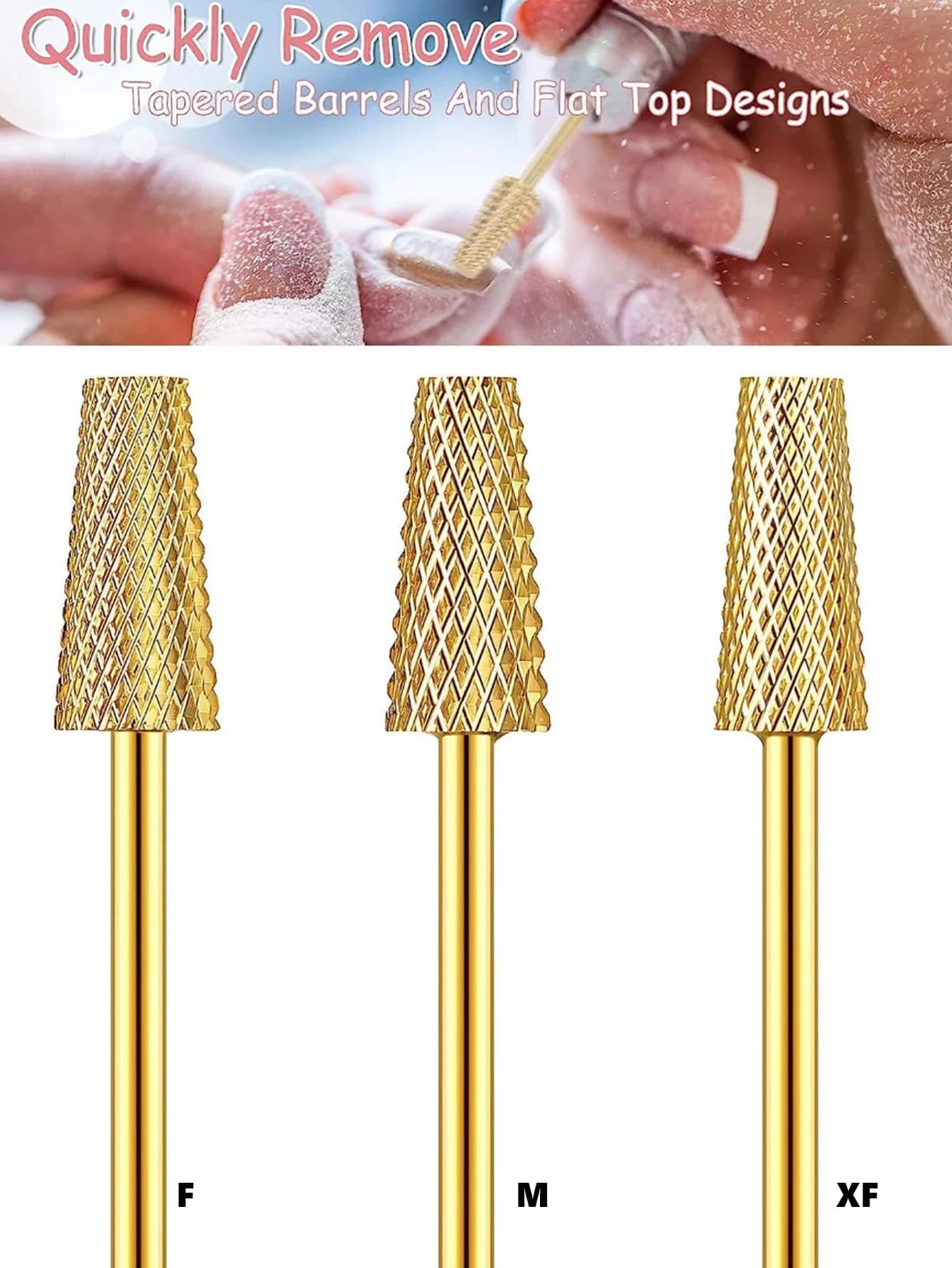 Nail Drill Bits 3/32'' - Small Barrel Carbide Bit  for Professional Finish, Gently Remove, Buff & Polish Gel Nails, Nail Art Ped