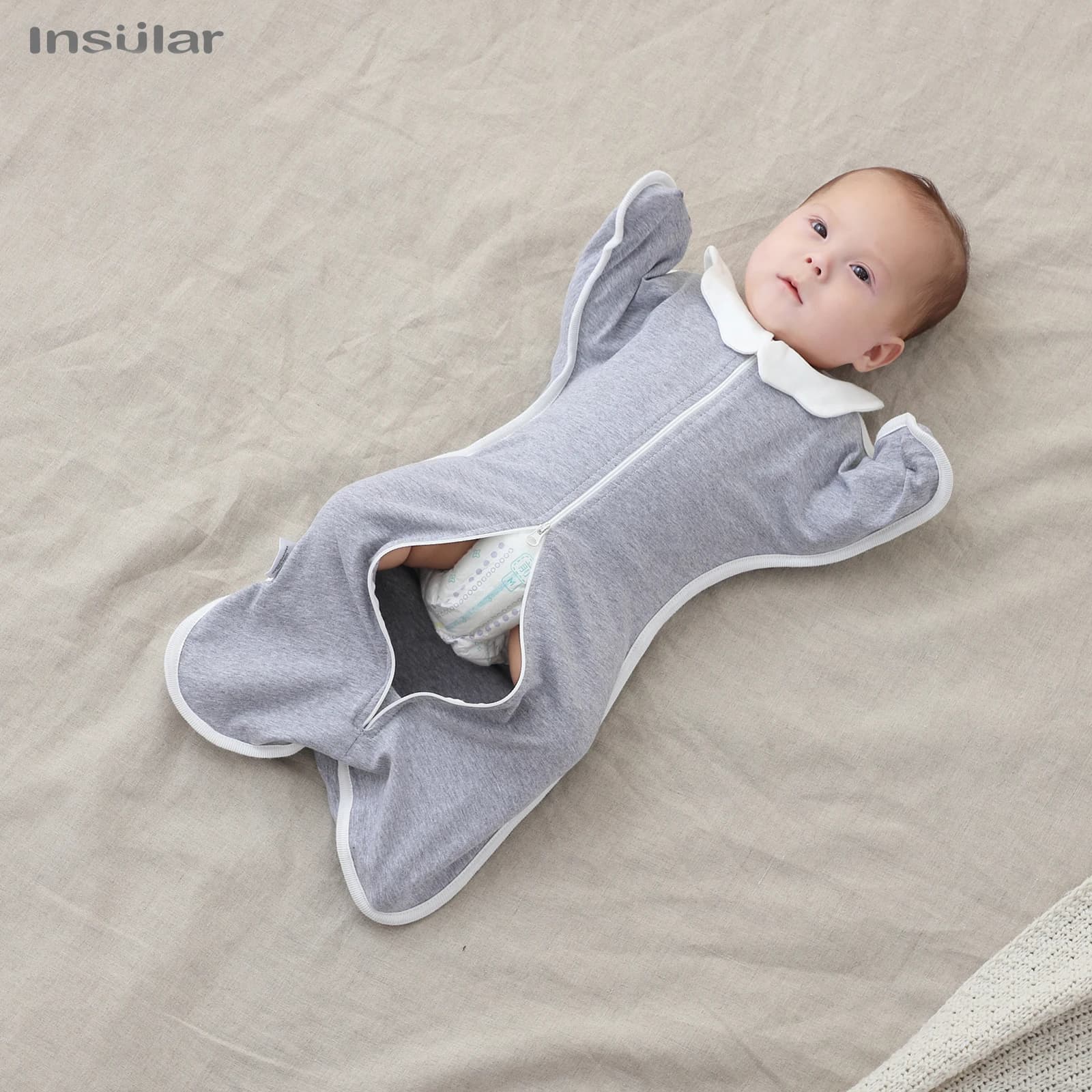 Newborn Baby Swaddle Raised Hand Anti-shock Swaddle Blanket Double Zipper Newborn Baby Cotton