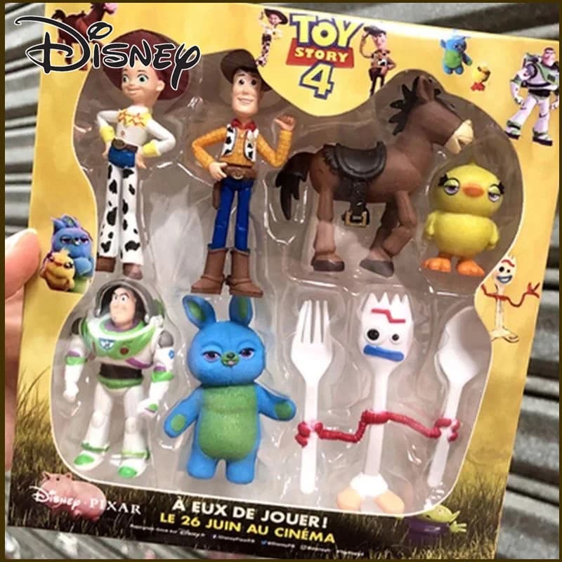 7Pcs Toy Story 4 Action Figures, Pixar Woody Buzz Lightyear Jessie Forky Bear Pig Doll Model for Kids Gift