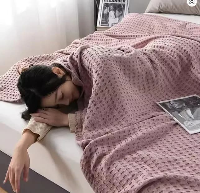 Waffle Plaid Blanket 100% Cotton Summer Bed Throw Thin Quilt Knitted Bedspread Home Sofa Coverlets  Throw Blankets Girl Boy
