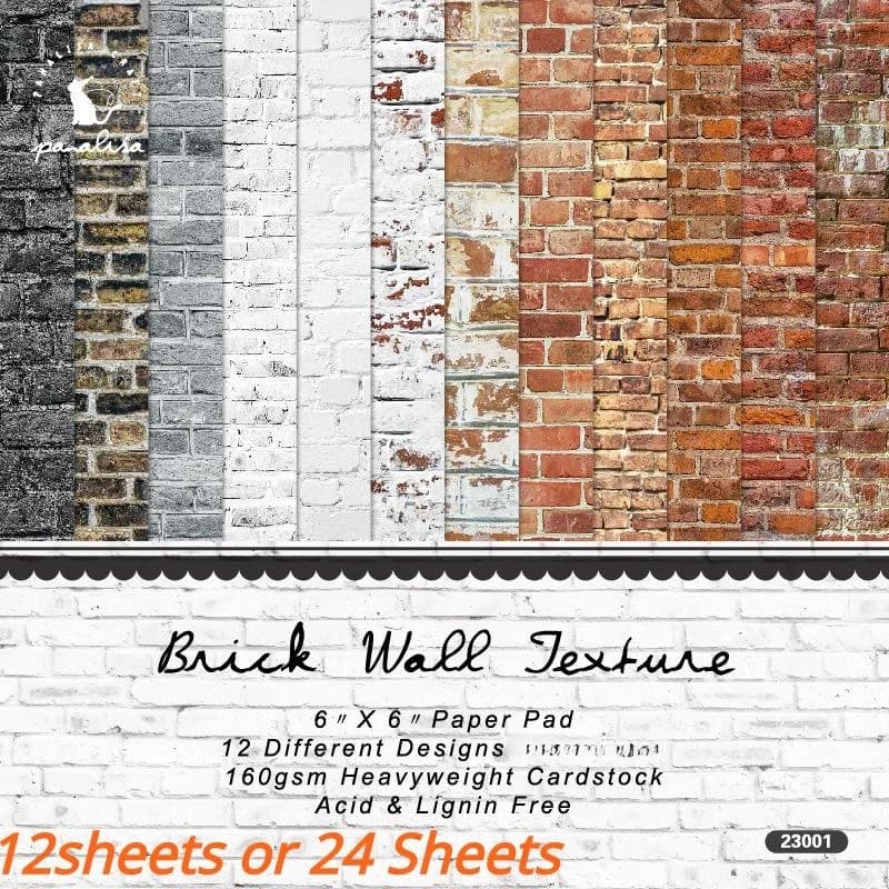 24 Sheets  6"X6" Brick Wall Texture Scrapbook Paper Scrapbooking Patterned Paper Pack DIY Craft Background Paper Single-side