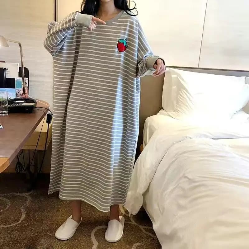 Women's Sleepwear 2023 New Spring Summer Long Sleeve Loose Home Clothes Striped Student Women's Home Suit Sweet Style Print