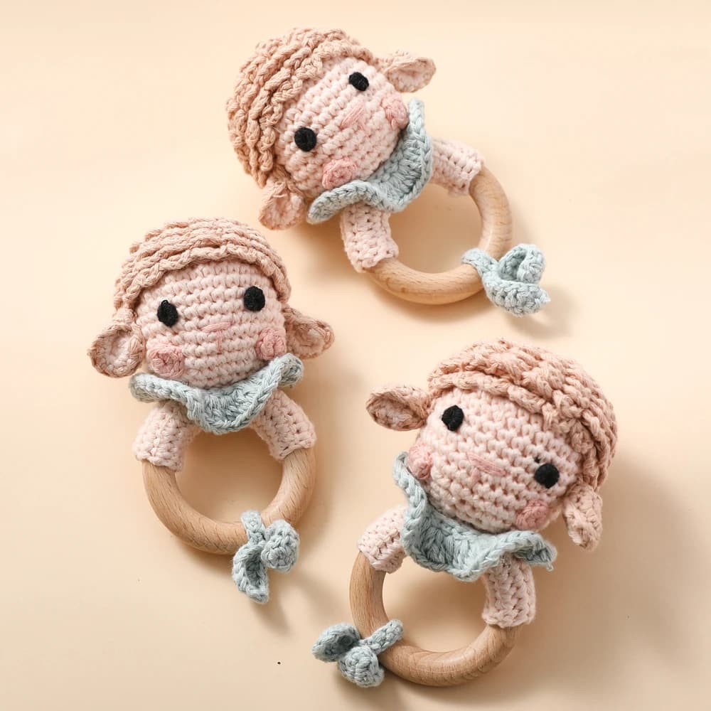 Handmade Crochet Baby Rattle – Soft Bell Toy for Newborn, Palm-Sized, Easy to Carry, Sensory & Parent-Child Interactive Play