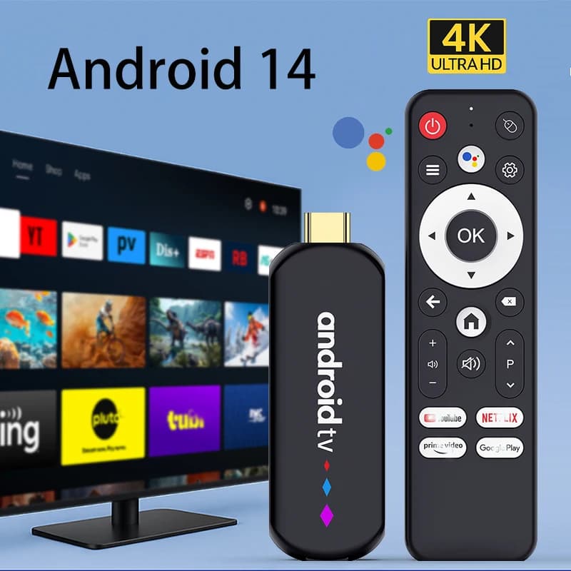 TV Stick S905L3 H96 MAX Android 14 4K BT 2.4G 5G Wifi Media Player Voice Assistant Remote Home Smart Android TV Stick