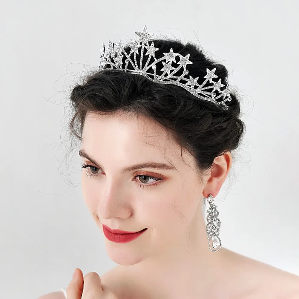 Bride Crown Headdress Wedding Dress Accessories Little Princess Eighteenth Birthday Five-pointed Star Crown Hair Accessories