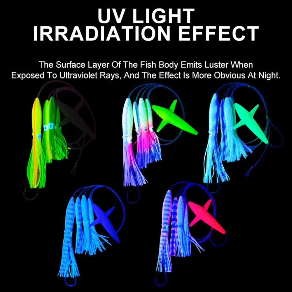 Big Game Fishing Lure Rigged Feather Trolling Lure Squid Tuna Daisy Chain Saltwater Artificial Bait Pesca Fishing Tackle Parts