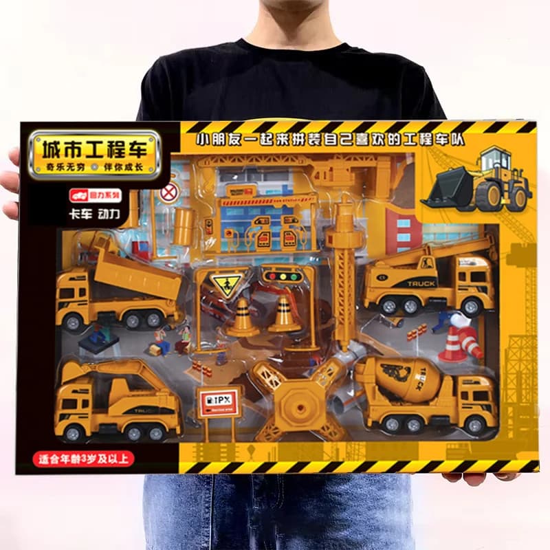 Engineering Vehicle Toys Plastic Construction Excavator Tractor Dump Fire Truck Bulldozer Models Kids Boys Mini Gifts
