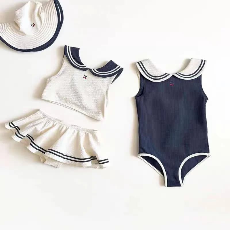 Children's Swimsuit 2026 New Toddler Baby Girls One-piece Swimsuit Summer Navy Swimsuit Swimwear for Girls