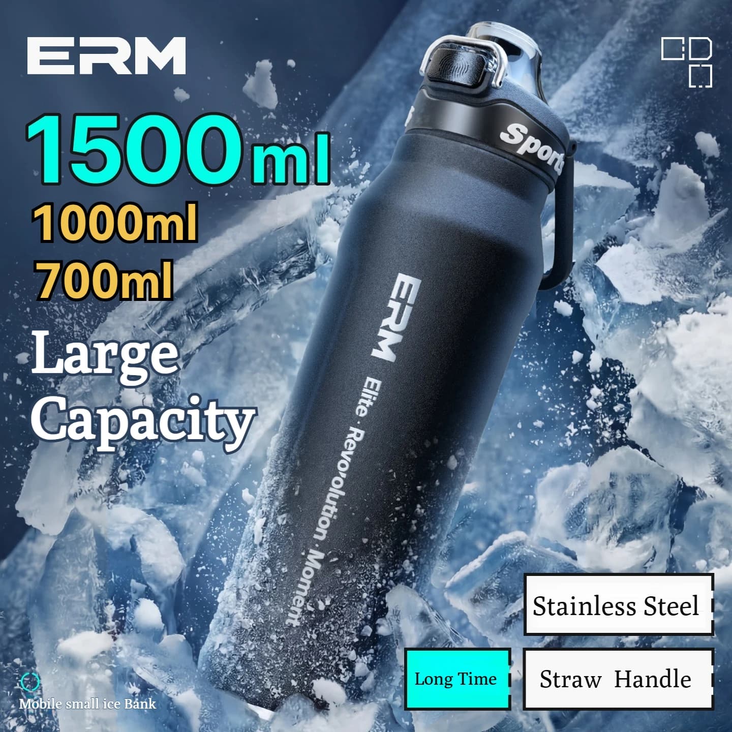 Stainless Steel Water Bottle  Cycling Tumble Insulated Cold And Hot Flasks Double Wall Portable With Handle Sports Outdoor Cup