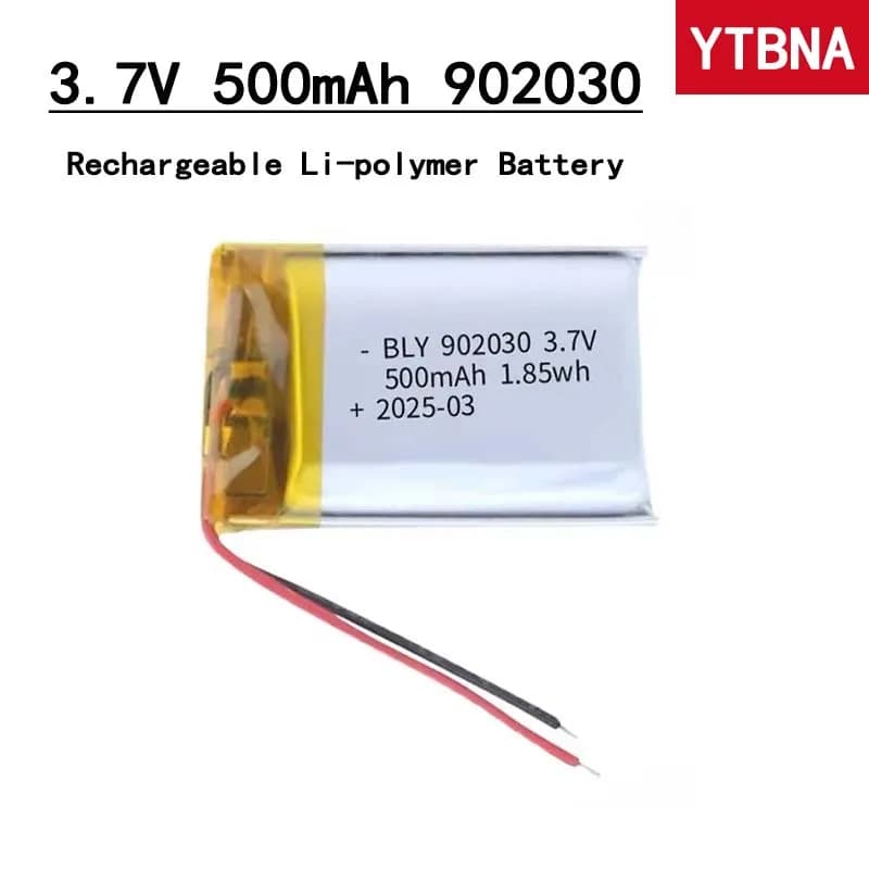 3.7V 500mAh 902030 Polymer Lithium Battery Rechargeable  for Bluetooth Speaker Consumer Electronics Toys MP5 LED Light
