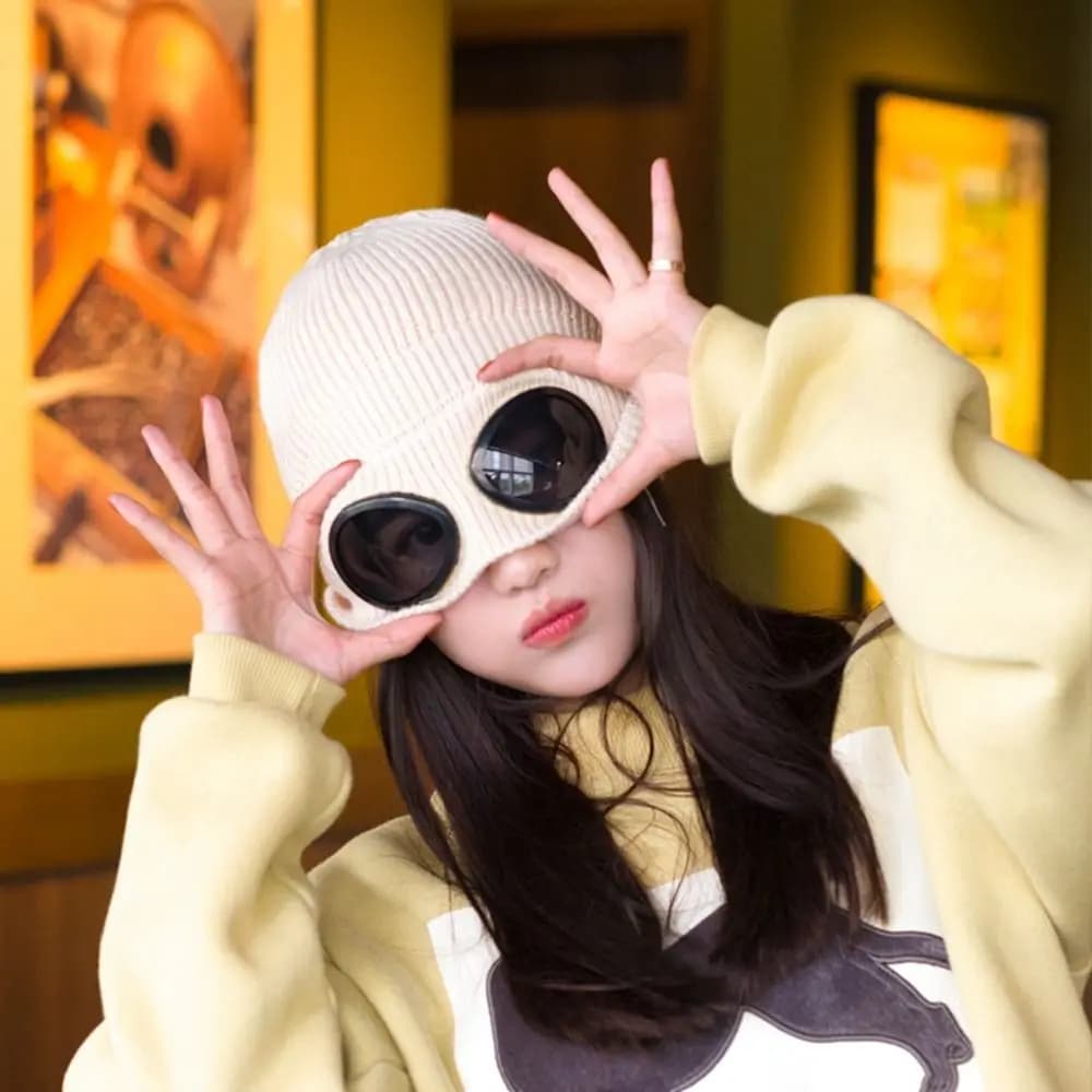 Men Beanie Caps Pilot Glasses Cap Pullover Cap With Glasses Skullies Caps Women Wool Caps Knitted Hats Ski Cap Korean Beanies
