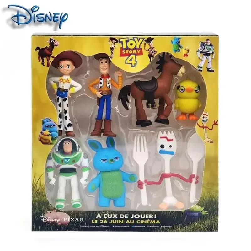 7Pcs/Set Toy Story 4 Action Figures Toy Woody Jessie Buzz Lightyear Forky Pig Bear Figura Model Doll Figurine Boy Birthday Gift