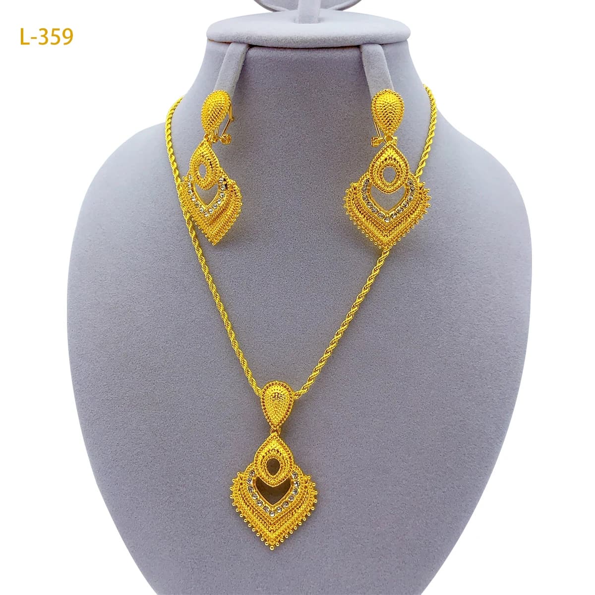 24k Gold Plated Jewelry Sets for Women Costume Nigerian Dubai Bridal Heart-shaped Necklace Earrings Sets Wedding Party Gifts