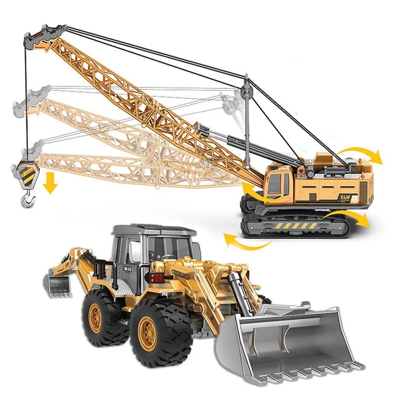 Diecasts Mini Tractor Excavator Crane Bulldozer Toy Boy Car Vehicle Toys Models Dump Truck Alloy+Plastic Education Wholesale