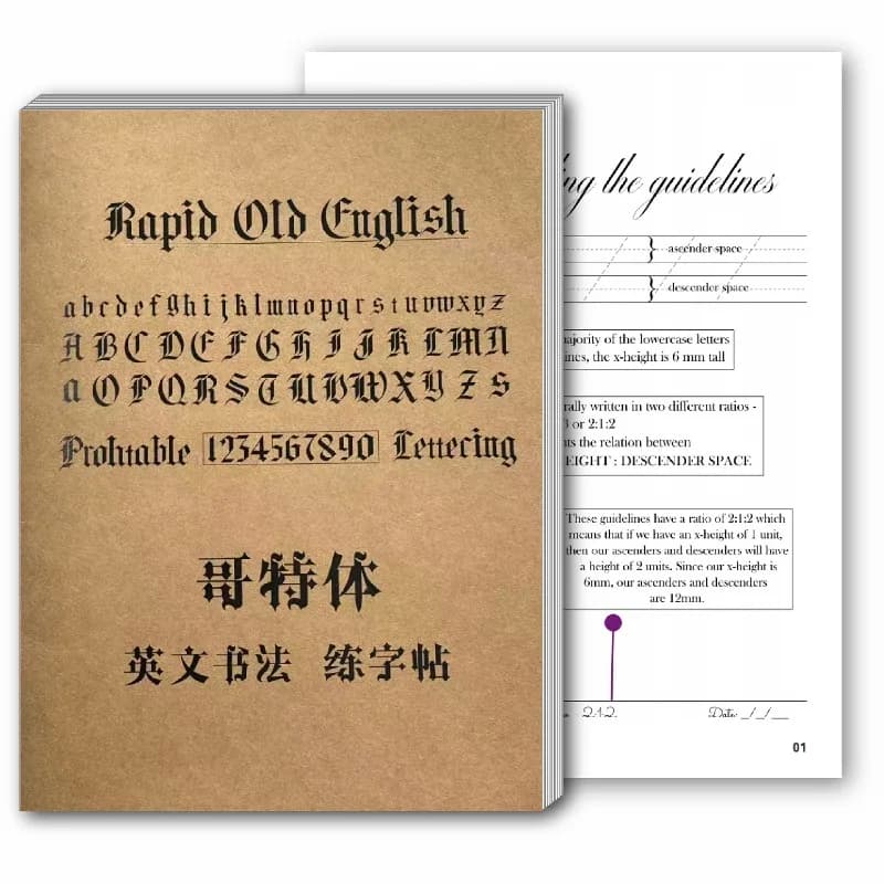 Gothic / ES English Calligraphy Workbook Beautiful English Calligraphy Practice with Tracing Workbook Copybook