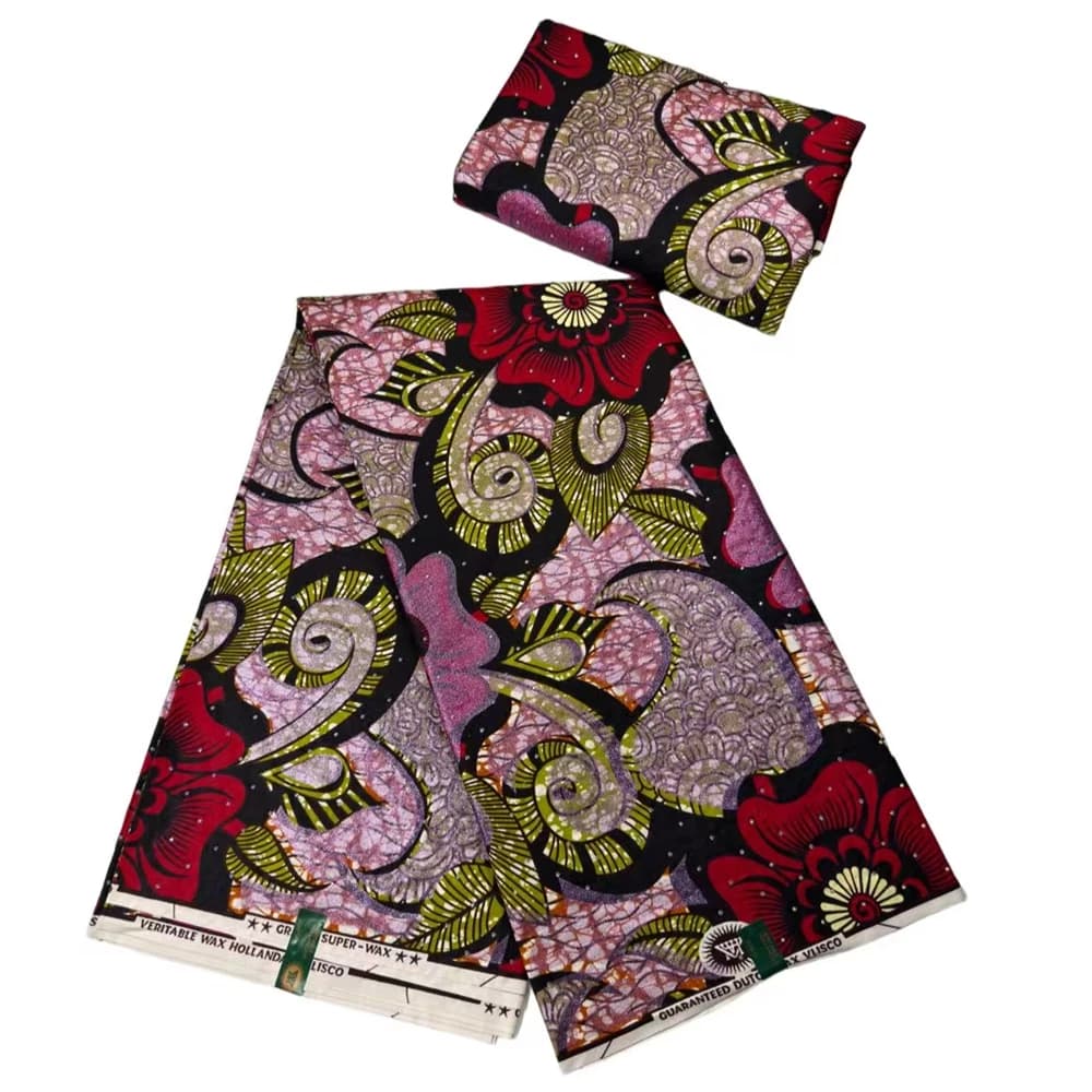 African Wax | Fabric Wax WIth Stones | Wax Block Fabrics For Women Dress, 6 Yards Wax Tissu