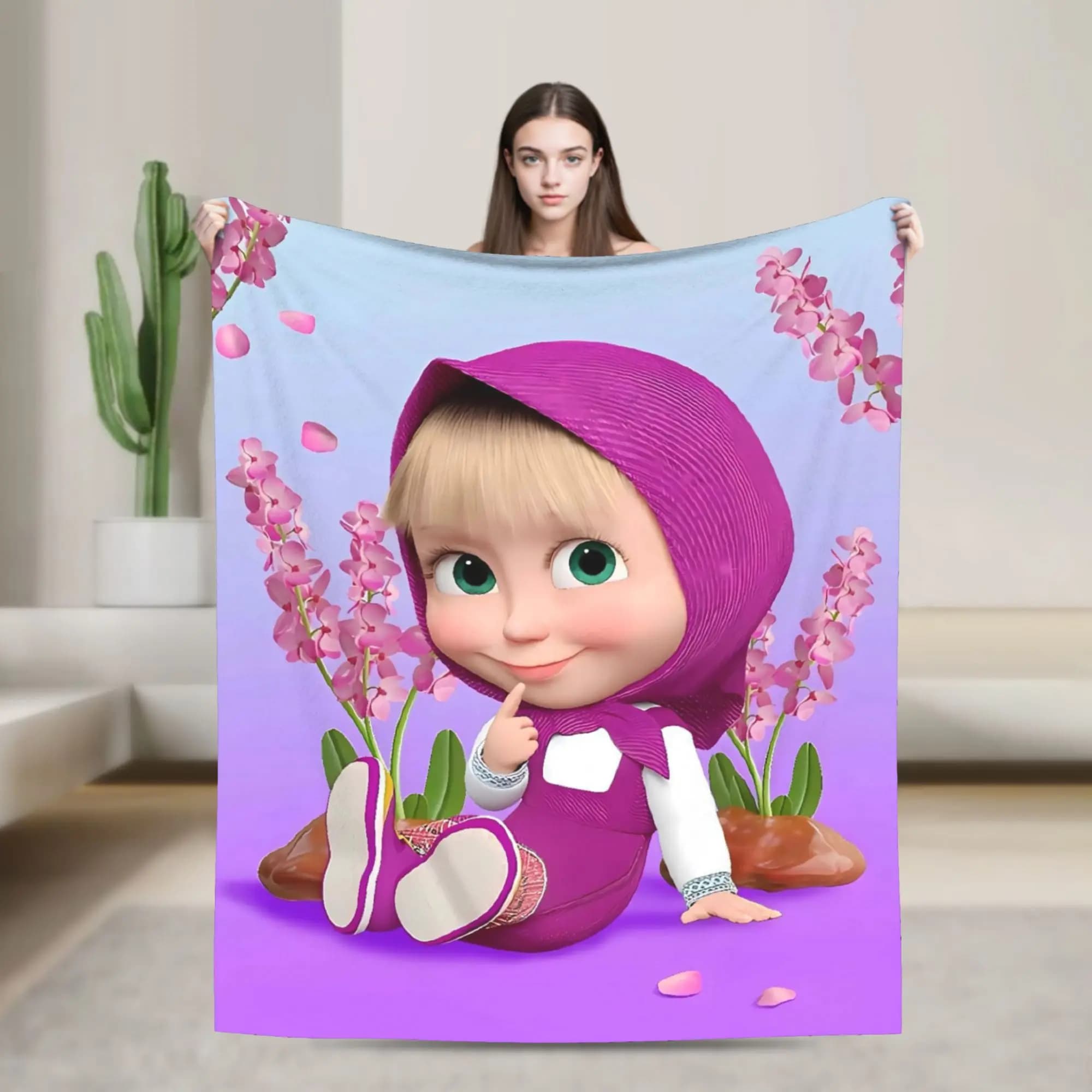 Blankets  Soft Warm Street M-Mashas and B-Bears Trend Plush Throw Blanket For Couch Chair Sofa Bed Picnic Flannel Bedspread Bed