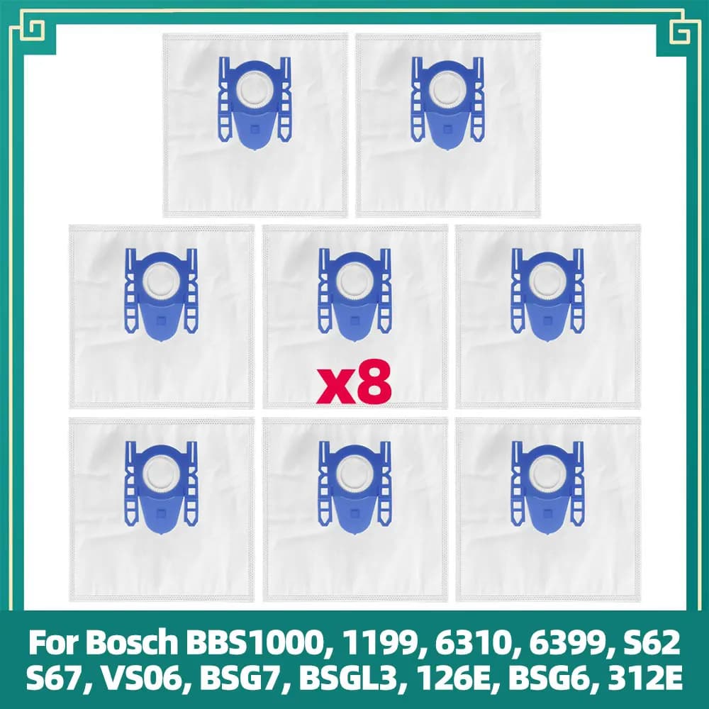 Replacement Dust Bag Compatible with Bosch vacuum cleaner BBS1000 1199 6310 6399 S62 S67 VS06 BSG7 BSGL3 126E BSG6 312E Parts