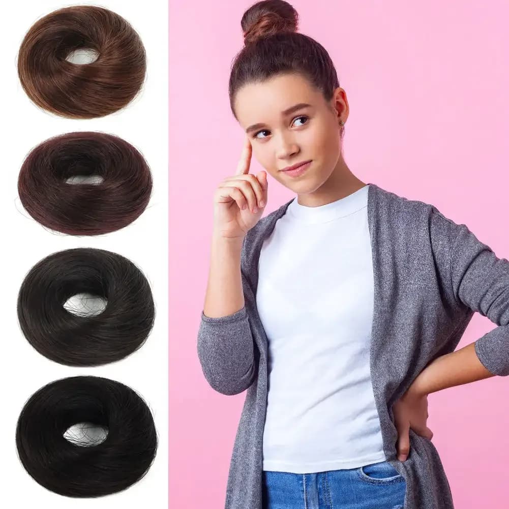 Synthetic Hair Bun Curly Straight Hair Messy Bun Scrunchies Updo Hair Bands Elastic Band Hairpieces for Women Volume Fringe Fake