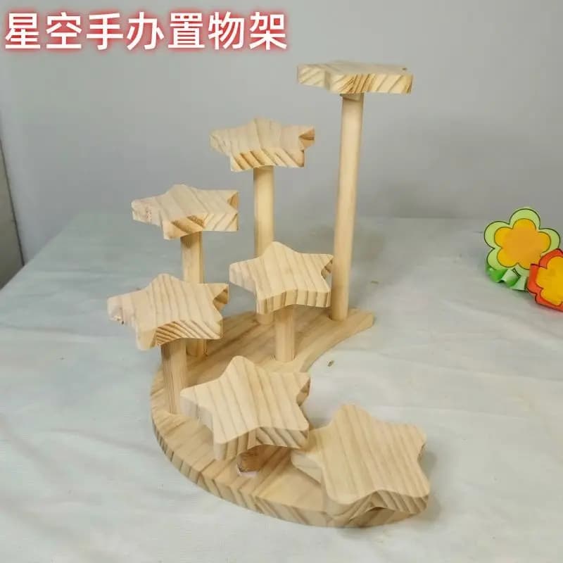 Home Storage Wood Handmade Storage Holders Desktop Doll Handmade Character Blind Box Ladder Storage Display Stand Organizer