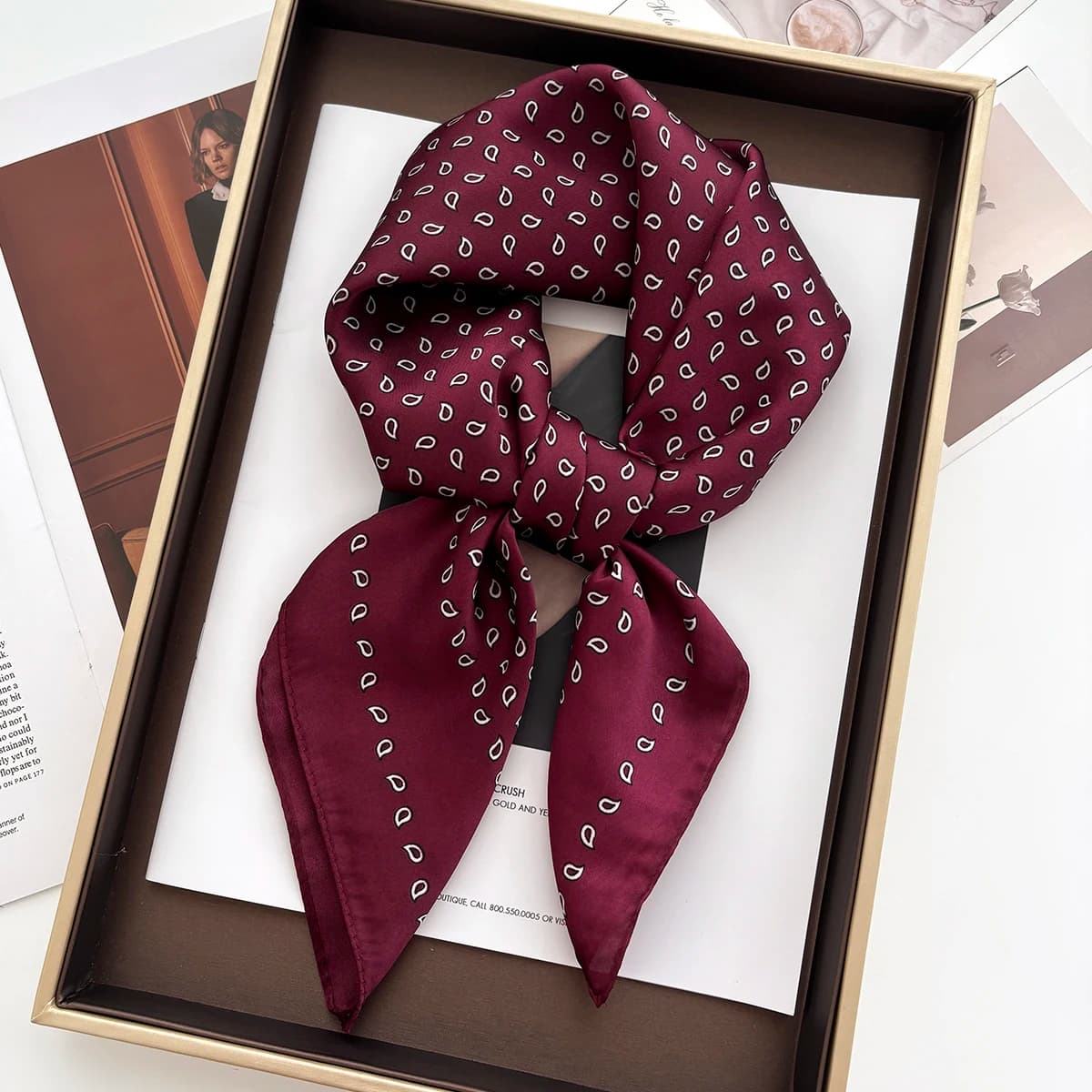 Women's Square Scarf Soft Satin Floral Print Wrap Foulard Neckerchief Bandannas Hair Skinny Tie Hijab Shawls