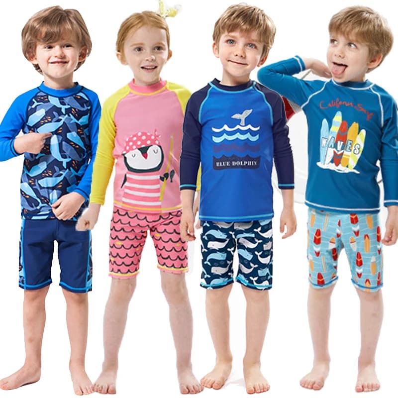 Boys Girls Swimsuit for Kids Toddler 2 to 3 4 5 6 7 8 Years Cute Shark Children's Swimwear Suit Tops+Shorts 2pieces Swim Outfits