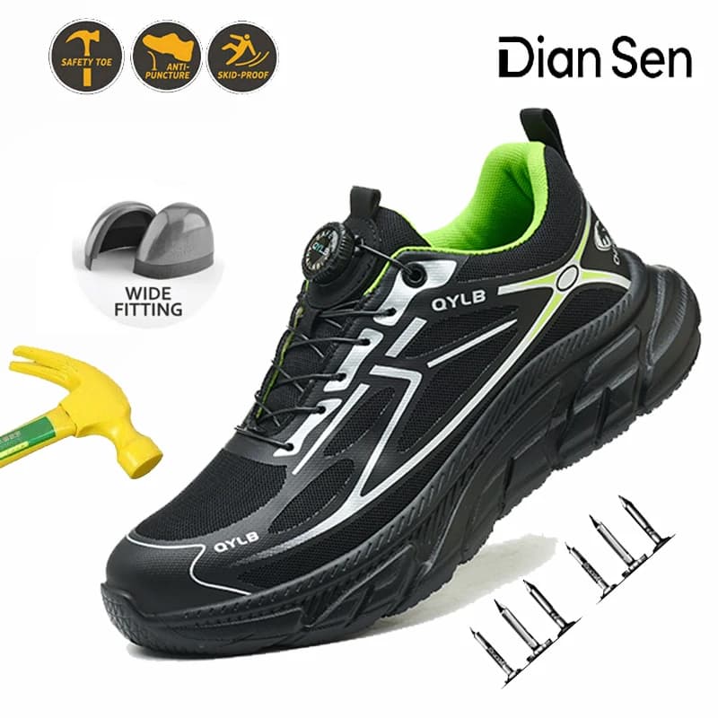 Mens Work Safety Boots Steel Toe Shoes Lightweight Breathable Sneakers Indestructible Protective Boots for Warehouse & Logistics