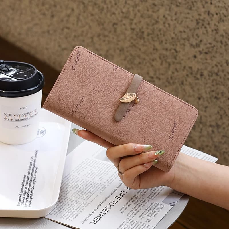 Wallet - Long Style Korean Edition PU Leather Printed Zippered Clasp Folded Multi-Coverage Fashionable Versatile Printed Zippere