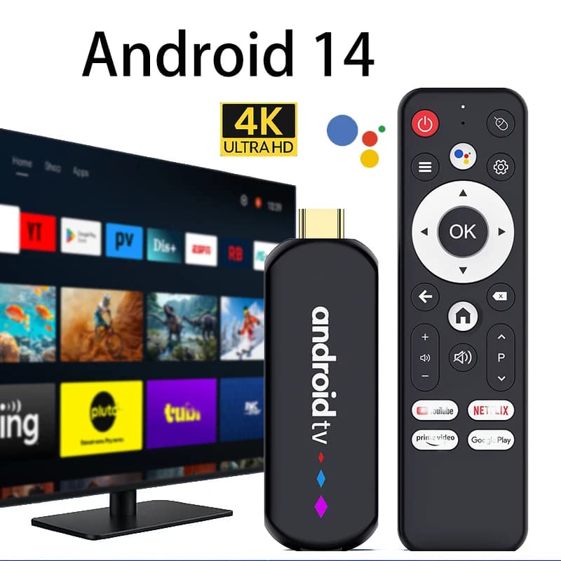 Android TV Stick S905L3 H96 MAX Android 14.0 4K Quad Core 2.4G 5G Wifi BT Home Media Player Voice Assistant Smart TV Stick