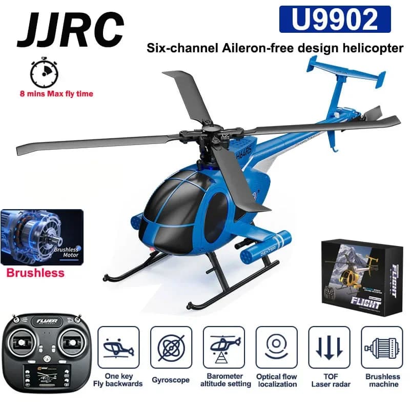 2026 New RC Helicopter MD500  6CH Aileron-free Design Fighter Jet With Brushless Motor Hughes Little Bird Professional Drone Toy