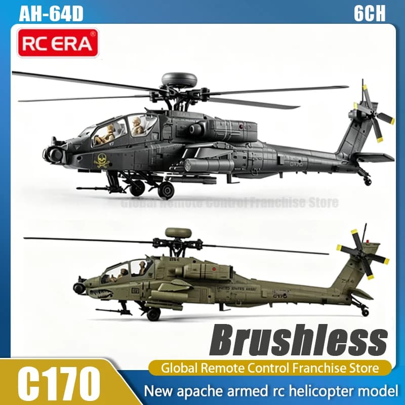 RC ERA C170 RC Helicopter 6-Channels Apache Brushless Stunt Armed RC Helicopter with Optical Flow Positioning One-key Inverted