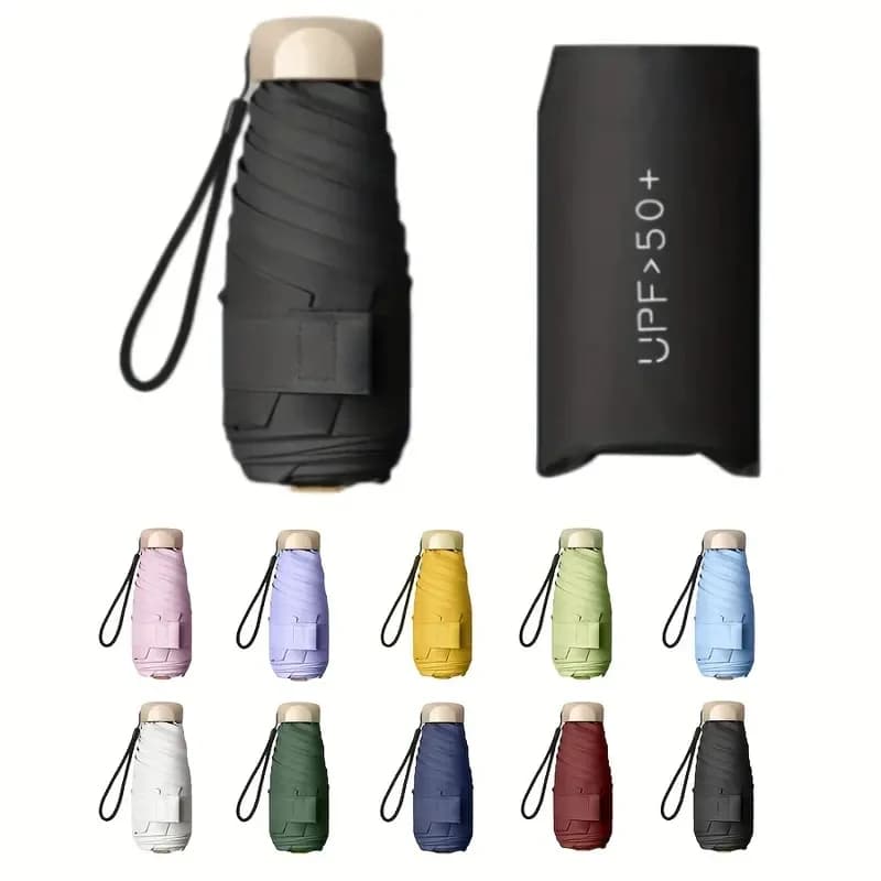 Ultra-Light UV Protection Umbrella - Compact, Foldable Design with Stainless Steel Handle for Sun & Rain, Durable 190T Canopy