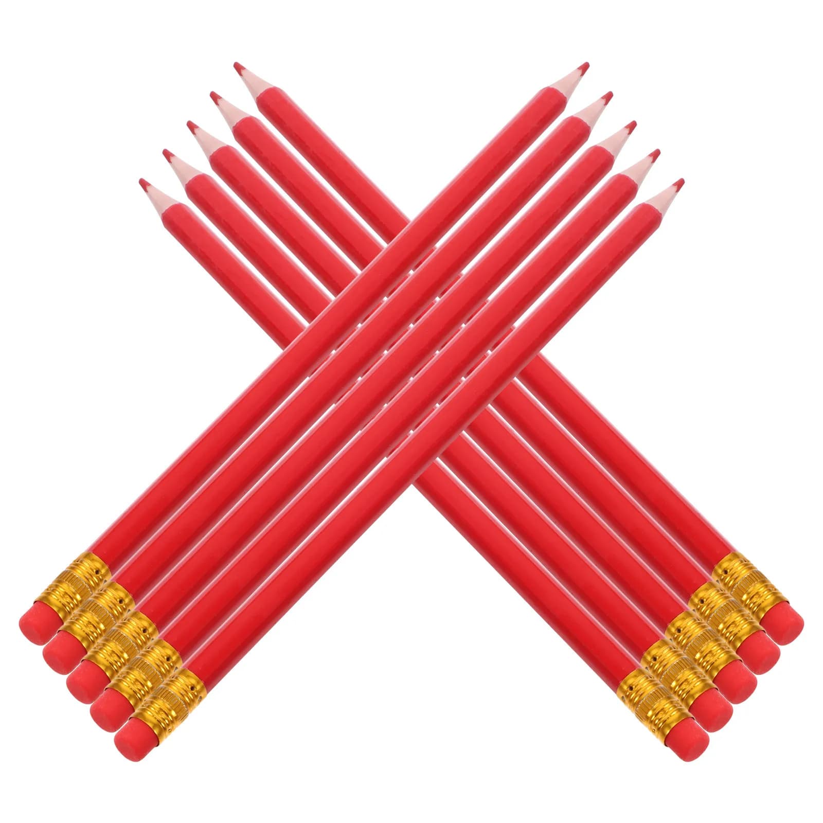 12 pcs Red Colored Pencils Erasable Pre-Sharpened Hexagonal Writing Sketching Pencils For Teachers Artists Students Drafting Map