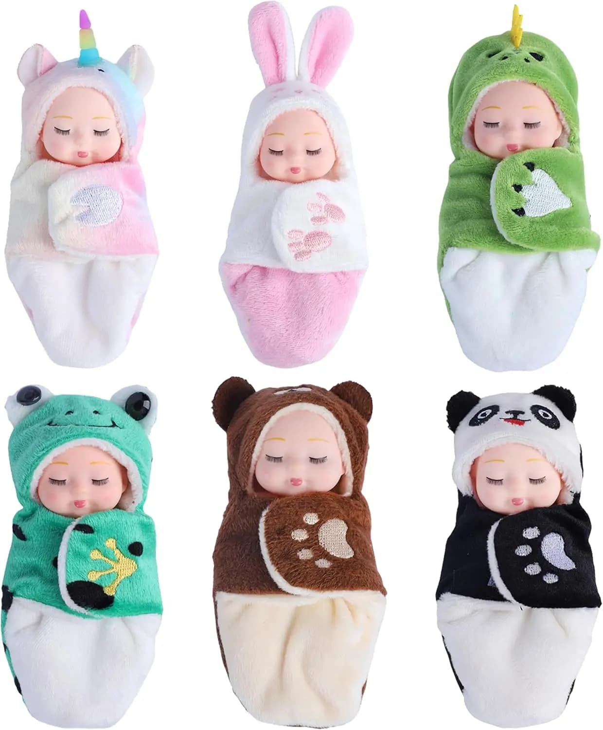 Mini Rebirth Doll Sleep Baby Doll Animal Theme Sleeping Bag Limb Activity Simulation Doll BJD Doll Toy Children's Birthday Gift